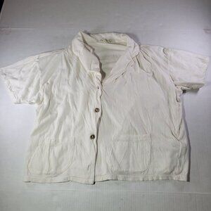 Madewell Women White Button-Down Short Sleeve Shirt With Pockets Size S